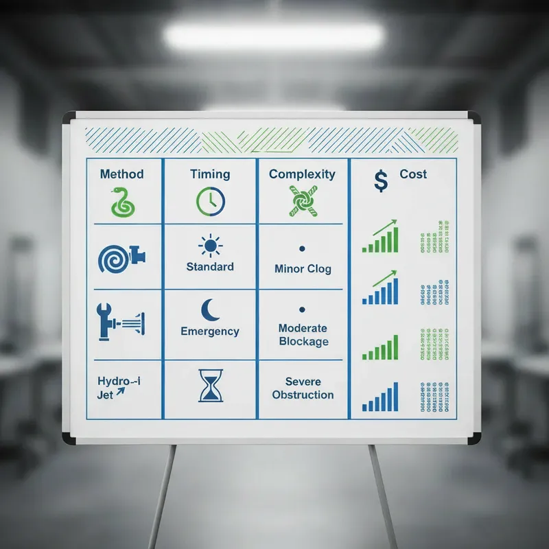 Price list for drain cleaning services showing costs.