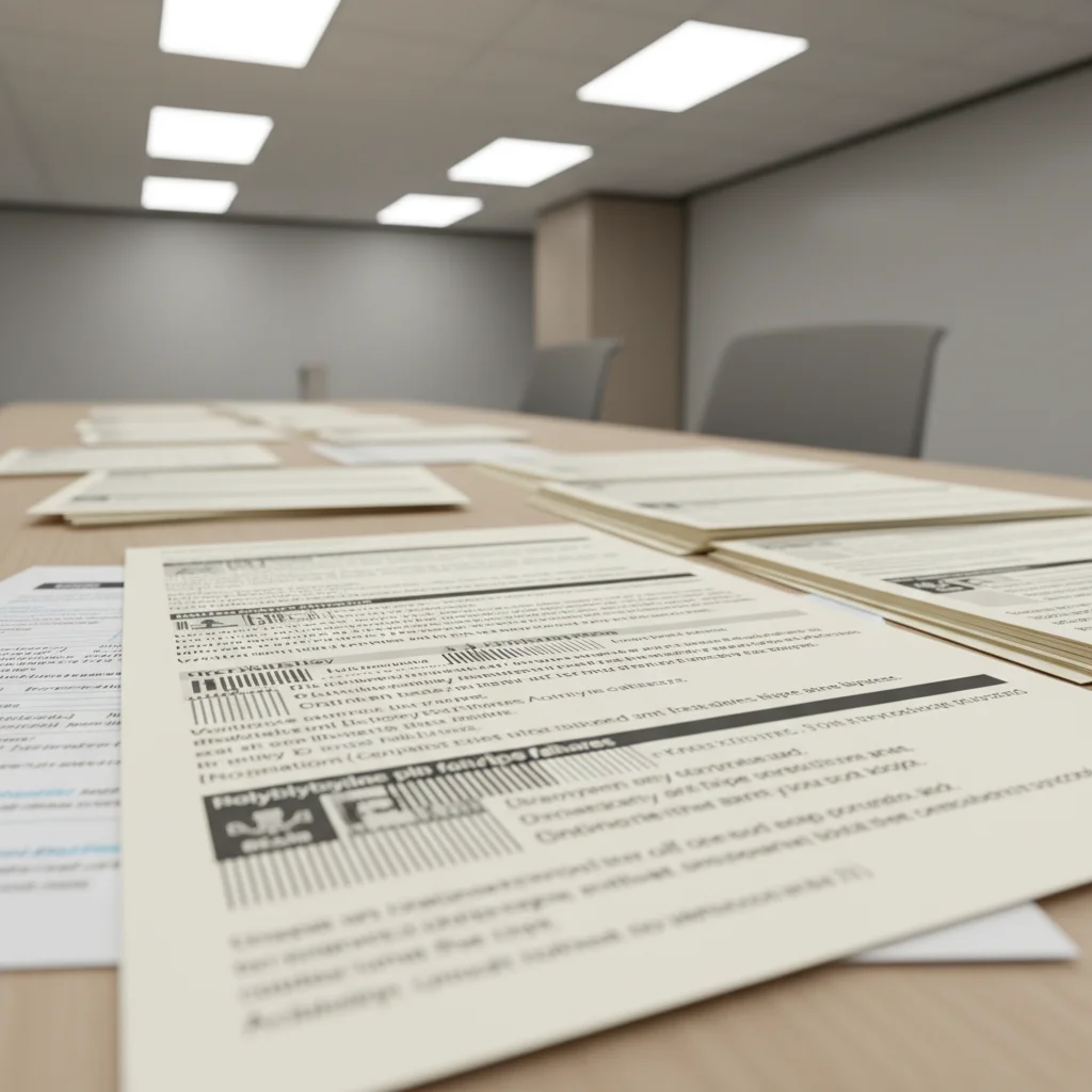 Insurance documents on a desk detailing polybutylene coverage exclusions.